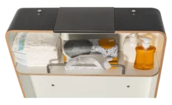 Timkid KAWAmaxi Wickeltisch modern design Edelstahl/Eiche Dekor/anthrazit