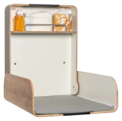 Timkid KAWAmidi Wickeltisch modern and slim Edelstahl/Eiche Dekor/anthrazit