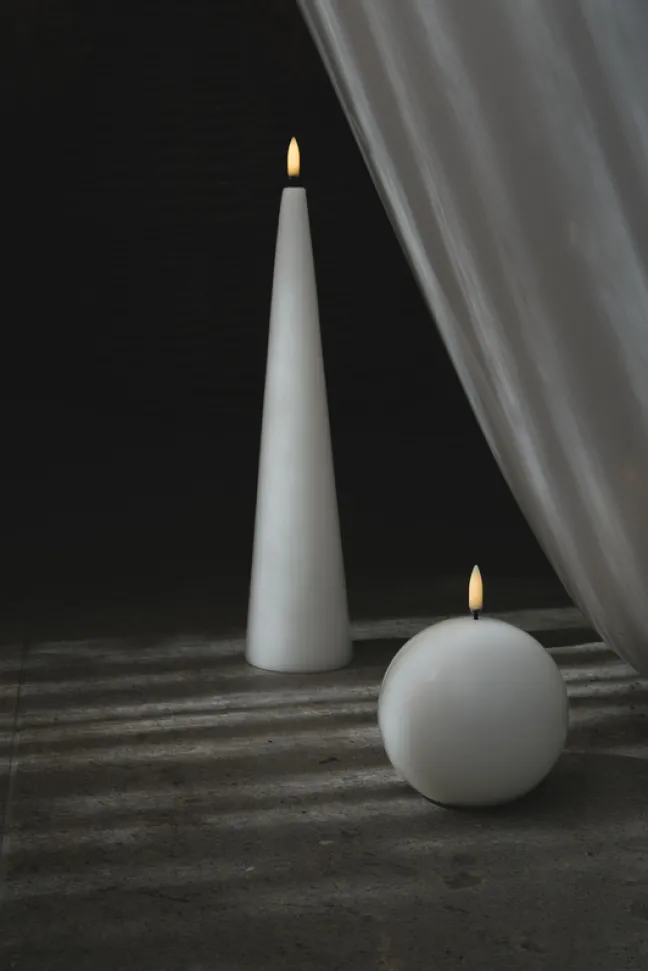 UYUNI LED Kerze rund Smooth ⌀10cm Nordic White