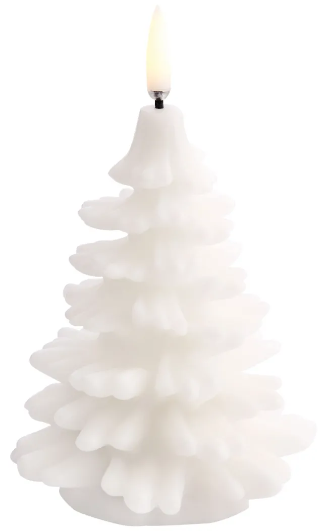 UYUNI LED Kerze Weihnachtsbaum Smooth 9x12 cm Nordic White