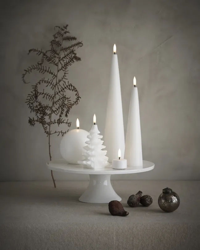 UYUNI LED Kerze Weihnachtsbaum Smooth 11x18 cm Nordic White