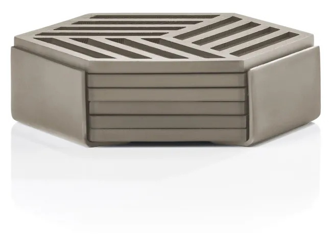 ZONE Denmark Glasuntersetzer Hexagon 6 Stück Taupe