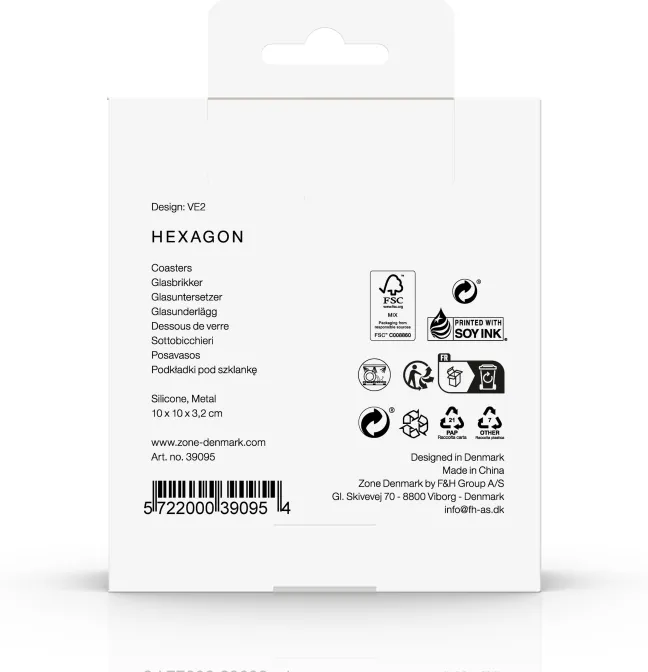 ZONE Denmark Glasuntersetzer Hexagon 6 Stück Taupe